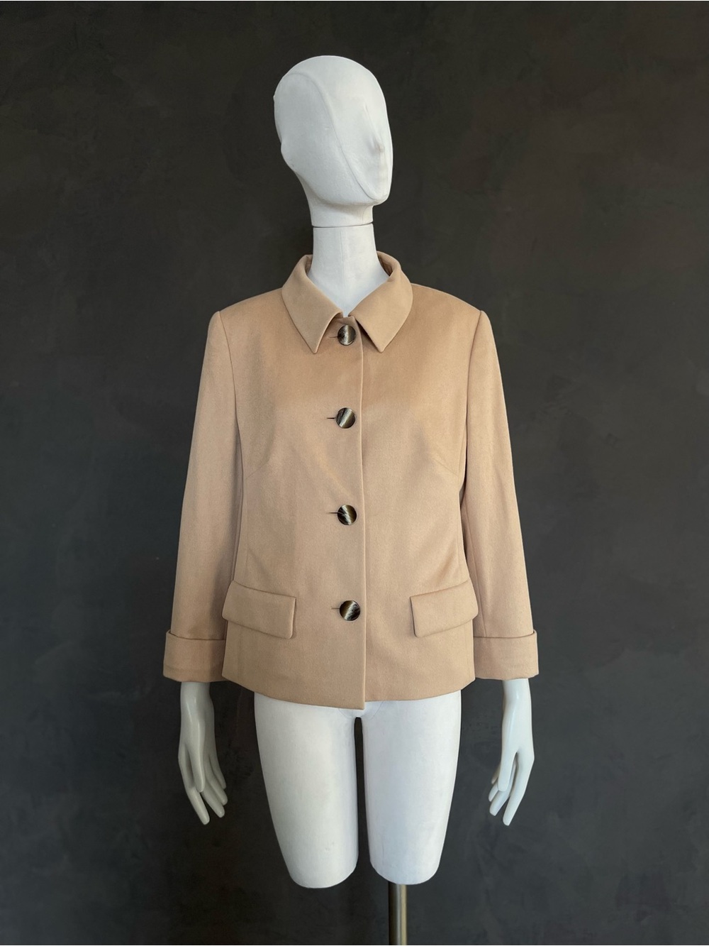 Vintage Escada Camel Rabbit Wool Cashgora Jacket 42 US 12